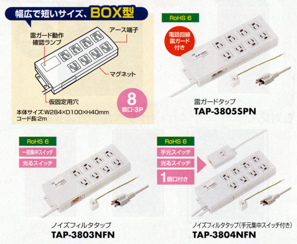 まとめ得 サンワサプライ おっきかっ ノイズフィルタタップ 3P 8個口 